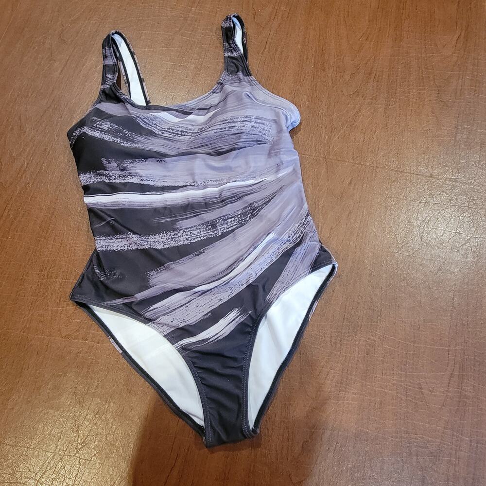 One Piece Color Matching Swimsuit Patchwork Swimsuit Backless Push UP Size L New